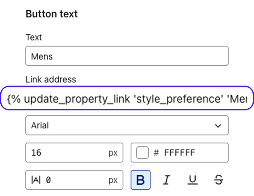 Klaviyo update property link