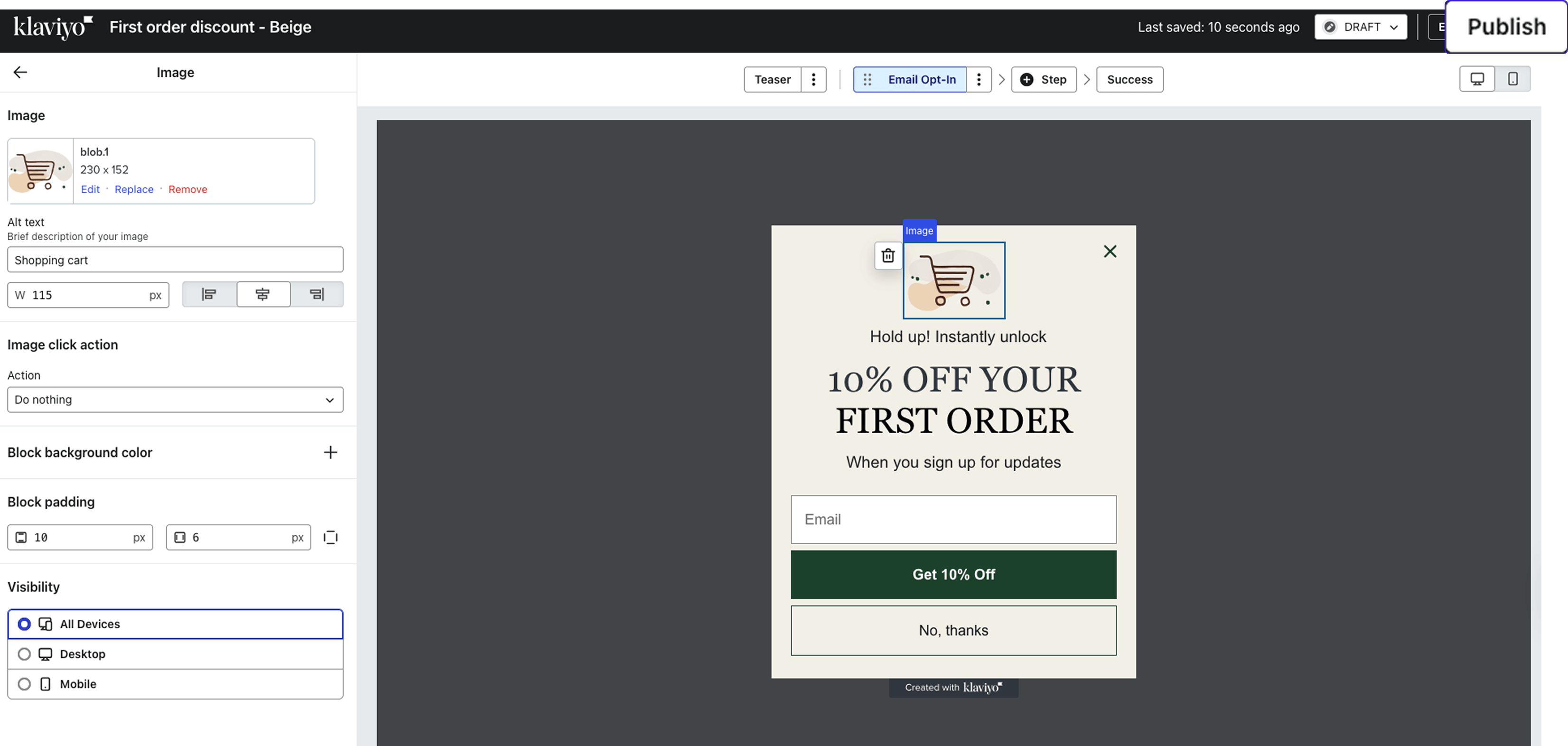Publish Klaviyo SIgnUp Form